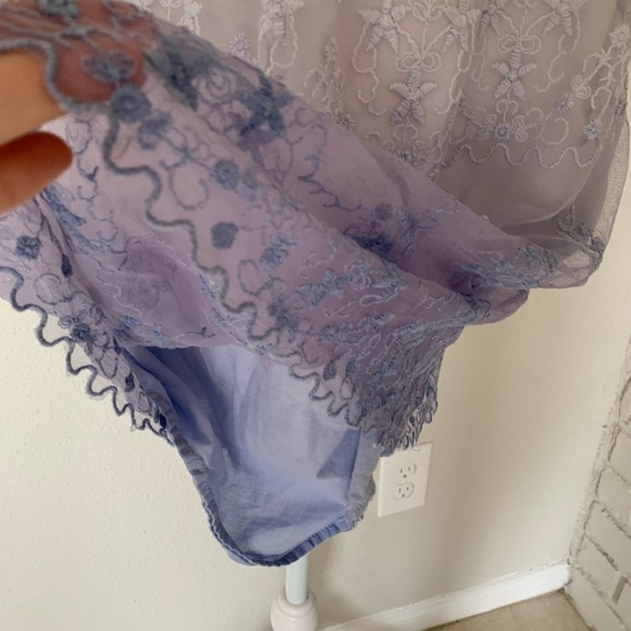 Zara Lacy Embroidered Purple Ombré Dress Size M - Picture 9 of 10